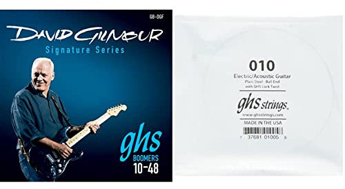 GHS GB-DGF Boomers David Gilmour Saitensatz für E-Gitarre - 10-48 & BOOMERS Einzelne GHS BOOMERS für E-Gitarre - Glatter Stahl - 010