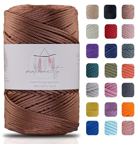 Makromecity Fil pour macramé,2 mmx230 m,En polyester de qualité supérieure,Pour artisanat,Décoration d'intérieur,Assiette de présentation,Sac à main,Attache tétine,20 couleurs (cuivre)