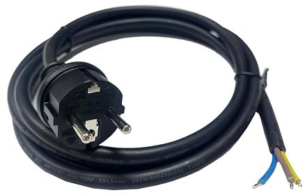 Solarsys® - 2m Cordon d'alimentation en Caoutchouc H07RN-F 3x1,5mm, Photovoltaïque AC Câble avec Prise Schuko (CEE 7/7) pour Micro-onduleur APsystems Hoymiles Deye Envertech(2M)