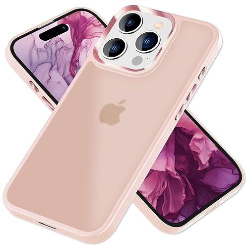 NALIA Matte Handyhülle für iPhone 15 Pro Max - Stoßfester Silikon-Rahmen & Semi-Transparent - FUZION (Anti-Fingerprint Case) - Marke aus Berlin, Farbe:Rosa