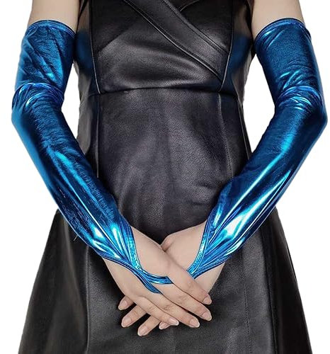 Wambere Damen Lang Handschuhe Sexy Fingerlose Handschuhe Opernhandschuh Abendhandschuhe Performance Handschuhe Abendparty Tanzhandschuh,für Hochzeit Weihnachten Halloween Cosplay Zubehör,Hellblau