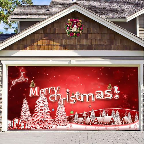 MIAOLLUN Cubierta De Banner De Puerta De Garaje De Navidad, Decoración De Fondo De Navidad Colgante Cubierta De Puerta De Navidad Grande para Jardín Al Aire Libre Fondo De Navidad,A,6.5 * 5FT