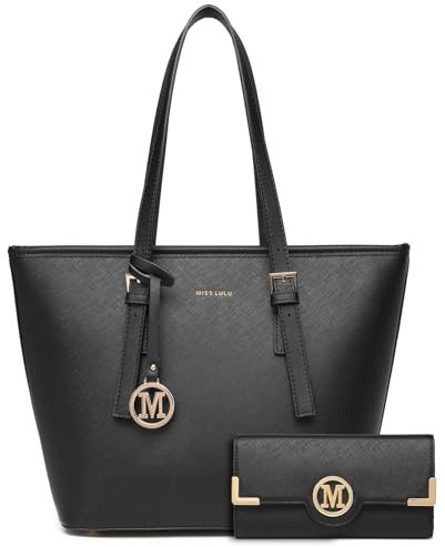 Miss Lulu Handtaschen Damen Shopper Tasche Groß Henkeltasche Tote Bag mit Geldbörse für Schule Arbeit Alltag Geschenk