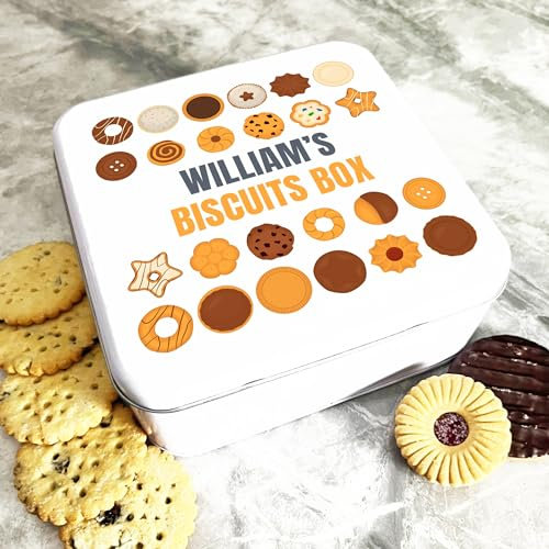 Square Biscuit Assortment Personalised Biscuit Tin | Custom Gift Tin | Cake & Treat Tins | Gift For Him & Her