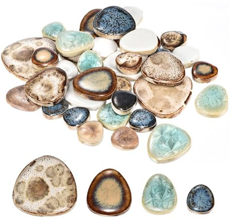 sourcing map 100g Ceramic Mosaic Tiles for Crafts Bulk, Pebble Multicolor Ceramic Tiles for Mosaic Kits Garden Stepping Stone Cup Mat