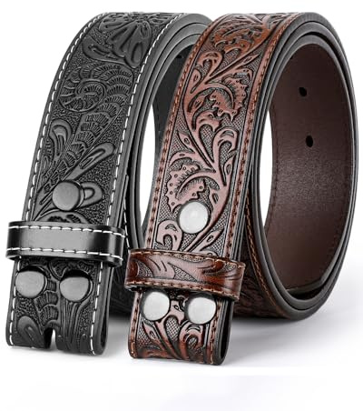 BELTROAD Cowboy Leder Gürtel Strap Herren, Wechselgürtel Ohne Schnalle