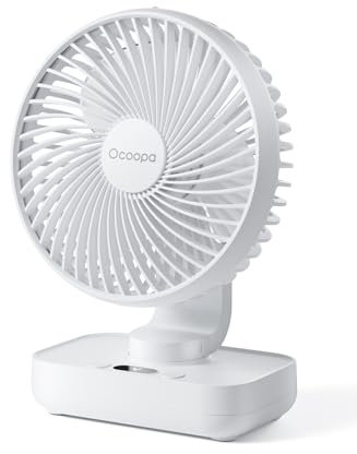 OCOOPA RotateAir Mini 5'' Auto Oscillating Rechargeable Fan 3600mAh, 4 Speeds, LED Screen, Small USB Desk Fan Portable for Home,Bedroom, Office,Travel,Camping