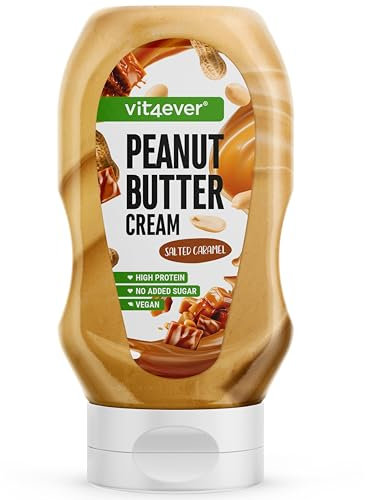Peanutbutter Cream - 520 g - Erdnussbutter in einer Squeeze-Flasche extrem lecker & Cremig - High Protein - Ideal für Erdnuss-Topping, Soßen, Waffeln, Eiscreme - (Salted Caramel)