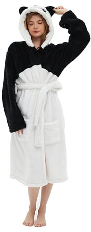 ATOZ Bademantel Panda Flanell Erwachsene Tierpyjamas Kapuzen-Bademantel Karikatur Nachthemd Für L