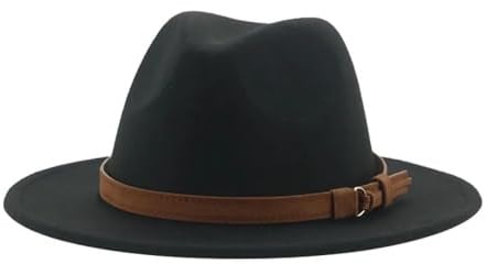 FULUJIDI Fedora Trilby Filzhut Hut Fedora Hüte Für Frauen Männer Breite Krempe Solide Frauen Hüte Band Gürtel Klassische Formale Kleider Hüte