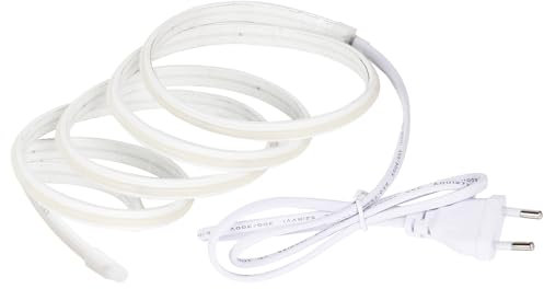 pcning 5M Strip LED COB 220V Adesivo 3000K Bianco Caldo da Interno Esterno, IP67 Impermeabile Striscia LED 5 Metri senza Trasformatore (Bianco Caldo, 5M)