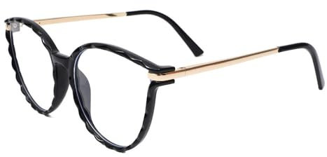 AOOLIA Blaulichtfilter Brille für Damen Herren, TR90 Frame Anti-Blaufilter Brille Computer Gaming Ohne Stärke Brille (Schwarz)