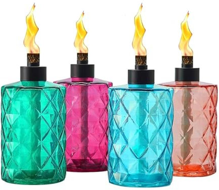 Antorchas de mesa para exteriores - Antorcha de luz de llama recargable | Antorcha de mesa de texturizado | 4 luces de mesa| Luz de vela colorida | Luces de mesa portátiles para cena | Antorch
