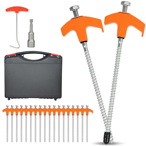 FTJKGH Zeltheringe, 20x Heringe Erdnägel Stabil mit Box, Stark Zeltheringe Sturmsicher mit Gewinde, Anti-ROST Camping Heringe Zelt für Harten Boden, Gras, Sandboden,Wald, Wiesen