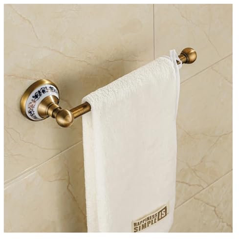 GHHZML Braun Handtuchhalter Antike Badezimmer-Accessoires-Sets aus gebürstetem massivem Messing, Badezimmer-Hardware-Sets aus Porzellan(Towel Ring A)