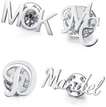 Zysta Name Brosche Personalisierte Edelstahl Silber/Gold Anstecknadeln Namensschild Trendiges Accessoire für Damen Herren (Silber)