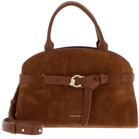 Coccinelle Leder Handtasche Umhängetasche Sabine Suede Bi Handbag Cognac/Cognac braun