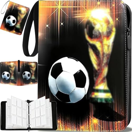 Mockotta Fussball Karten Sammelalbum 900 Karten, 50 Seiten Album | 900 Taschen Sammelkarten Album, Tragbar Wasserdicht PU Karten Halter Heft Ordner Buch, Sammelkartenalben für Sammler