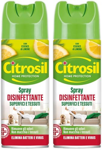 Citrosil Disinfettante Spray, Azione Virucida Completa, Elimina Fino al 99,9% di Virus e Batteri, Essenza di Agrumi, 300 ml (Confezione da 2)