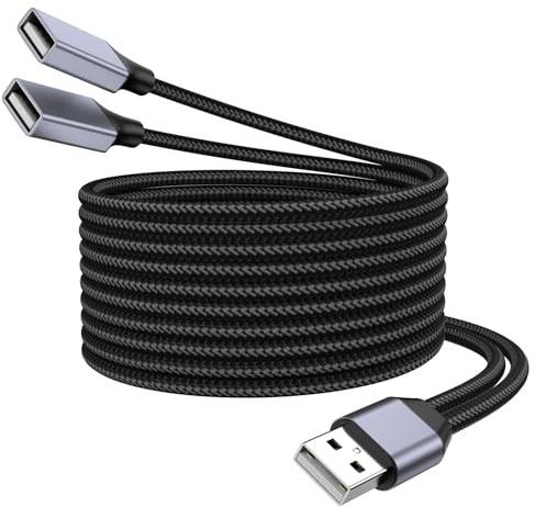 KAYQINHO 2M USB A mâle à 2 câble femelle, câble de séparateur USB pour Mac, Xbox, ordinateur portable, tablette, transmission de données de smartphone, lecteur de cartes, clavier, PS4, PS5, souris.