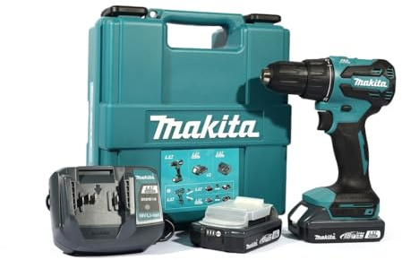 MAKITA DDF490WVE - Taladro atornillador 18V 65Nm. Incluye Taladro, 2 baterias de 2Ah, cargador y maletín