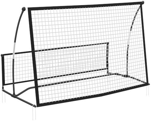 SPORTNOW Rebounder für Fußball 2-in-1 Prellwand Netz 200 x 94cm Schwarz | Zweiseitig, Faltbar, Kickback Tor, Fußballtor für Jugendliche, Rückprallwand für Handball Training
