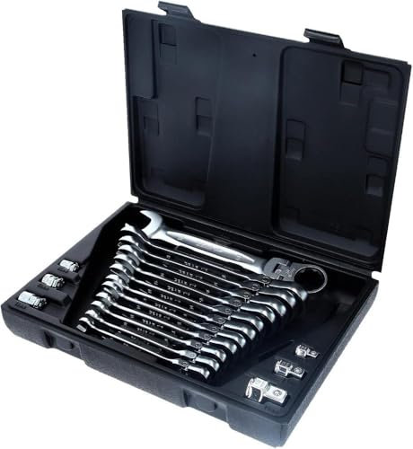 KS Tools 5034868 Tools 503.4868 GEARplus Gelenk-Ratschenringmaulschlüssel-Satz, 18-tlg.feststellbar