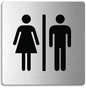 WC Schild Damen Herren 85x85 mm Toilettenschild aus Edelstahl selbstklebend 8925
