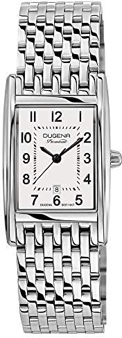 Dugena Damen-Armbanduhr 7000120 Quadra Artdeco, Quarz, weißes Zifferblatt, Edelstahlgehäuse, Saphirglas, Edelstahlarmband, Doppelfaltdrückerschließe, 5 bar