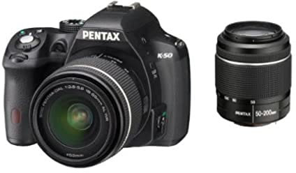 Pentax K-50 Appareil photo numérique Reflex 16 Mpix Kit Boîtier + 2 Objectifs 18-55 mm et 50-200 mm - Noir
