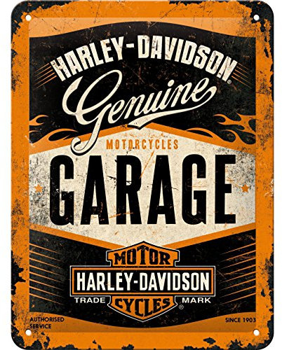 Nostalgic-Art Cartel de Chapa Retro Harley-Davidson Garage – Idea de Regalo para los Fans de Las Motos, metálico, Diseño Vintage, 15 x 20 cm