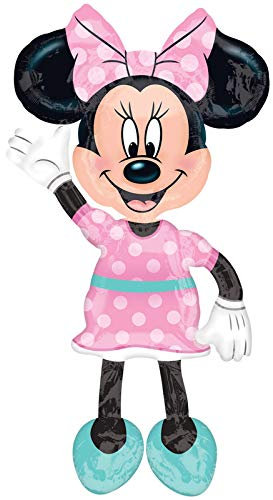 Amscan 3433101 - Air Walker Folienballon Minnie Maus, 96 x 137 cm, Geburtstag, Dekoration, Heliumballon