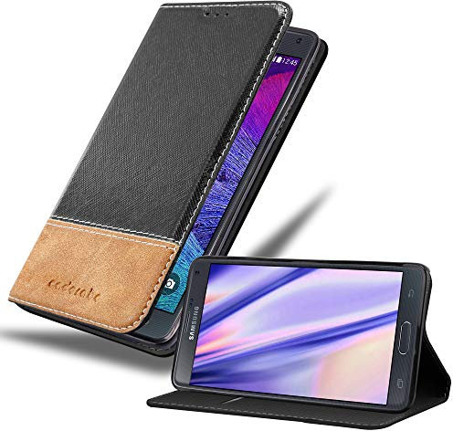 Cadorabo Custodia Libro per Samsung Galaxy NOTE 4 in NERO MARRONE - con Vani di Carte, Funzione Stand e Chiusura Magnetica - Portafoglio Cover Case Wallet Book Etui Protezione