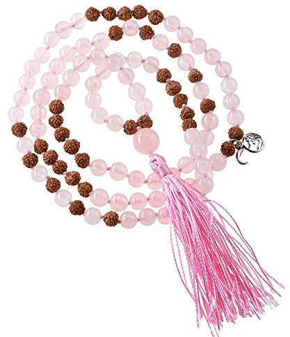 Unbekannt Pierre Précieuse Mala Mala Collier Quartz rose (Amour) 48 cm