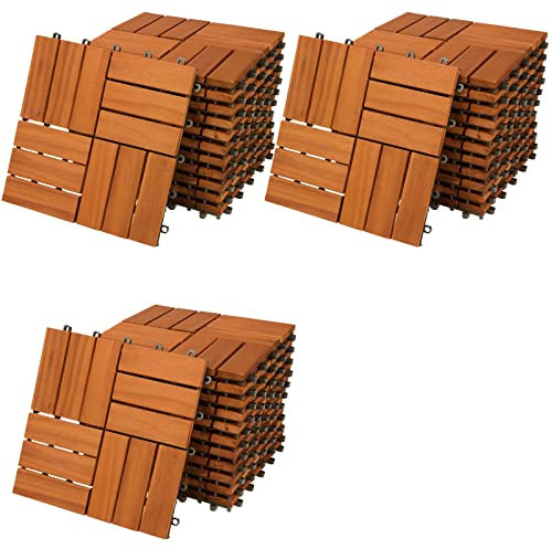 Casaria 33x Baldosas de Madera de Acacia Mosaico 30x30cm 3m² Certificado FSC® Losetas Jardín Terraza Balcón