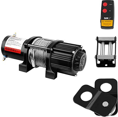 MSW Elektrische Seilwinde Seilzug Offroad Motorwinde PROPULLATOR 4500-A (Zugleistung: 2.040 kg / 4.500 lbs, Permanentmagnetmotor, 15 m Seillänge, Trommelgröße: Ø 41 mm, inkl. Umlenkrolle)