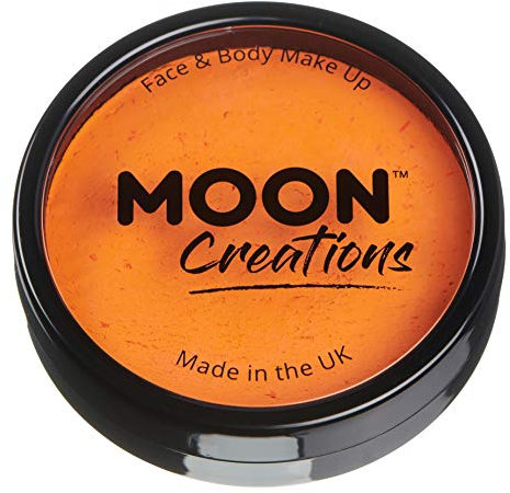 Moon Creations Trucco professionale per viso e corpo | Tortiere professionali con vernice colorata per truccabimbi | Pittura per il viso per bambini, adulti, Halloween, Arancione brillante, 36 gm