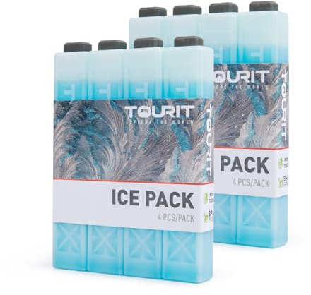 TOURIT Ice Packs for Coolers Reusable Long Lasting Freezer Packs for Lunch Bags/Boxes, Cooler Backpack, Camping, Beach, Picnics, Fishing and More