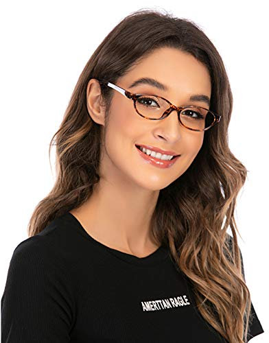 DOOViC Blaufilter Lesebrille für Damen/Herren Horn Cateye Schildpatt Vollrand Flexible Anti Rutsch Computer Brille 1,5
