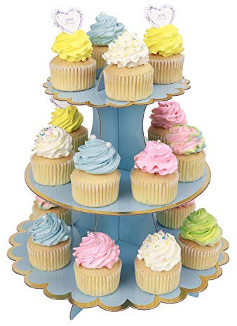 Cupcake Stand 3 Tier Cupcake Dessert Holder Cardboard Round Tower for Kids Baby Girls Themed Party Birthday Party