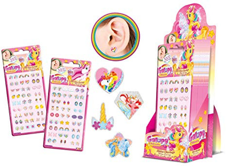 CRAZE Klebeohrringe Mädchen GALUPY Selbstklebende Ohrringe für Mädchen Kinderschmuck Unicorn Einhorn Ohrringe Sticker Earrings 3D Aufkleber