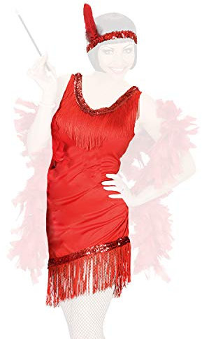 com-four® Retro-Kostüme 20er Jahre Damen-Verkleidung und verschiedene Erweiterungen - Charleston Look - Vintage Flapper-Fransen Pailletten-Kleid, Federboa, Perlen-Kette, Perücken (01 Stück - Set02 M)