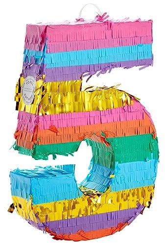 Nummer 5 Pinata Regenbogen Streifen Geburtstag Thema Party Supplies klein 29,5 x 42 x 7,6 cm