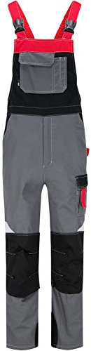 BWOLF Techno - Salopette da lavoro da uomo e da donna con elementi riflettenti in grigio/rosso/nero Grigio/rosso/nero XXXL