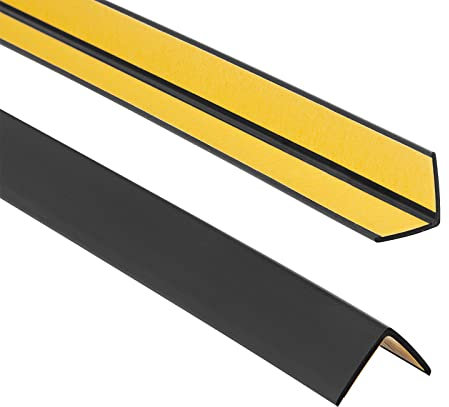 ProfiPVC Cornière PVC 25x25mm, 165cm - Baguette d’angle de protection, profilé d'angle caoutchouc autoadhésif - Protection d'angles et rebords, flexible, facile à installer, Noir