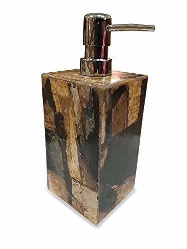 Seifenspender Naturstein - Fossiles Holz Desinfektionsspender - Cremespender aus Versteinertes Holz (Variante 2)