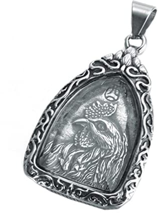 PAURO Homme Femme Collier Pendentif Chevalière du Zodiaque Chinois Argent Noir Ancien avec Chaîne Amulette Horoscopes Bijoux