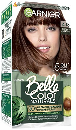 Garnier Permanente Coloration Belle Color Naturals, für eine leuchtende Farbe bis zu 8 Wochen, ohne Ammoniak zu 90% natürlichen Ursprungs, Hellbraun 4.13