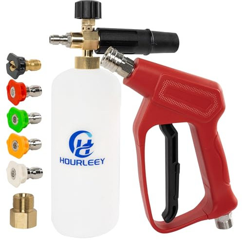 Hourleey Hochdruckreiniger-Pistole mit Schneelanze Schaumkanone, Schaumblaster Jet Wash Gun 1/4 Schnellverbinder mit Hochdruckreiniger-Düsenspitzen