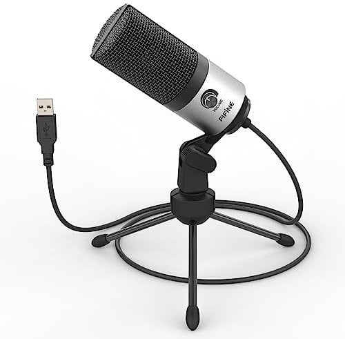 FIFINE Micrófono USB, PC Micrófono de Metal de Condensador para Grabación en Ordenadores, Estudio de Grabación de Cardioide, Voice Overs, Transmisión en Streaming y Videos - Trabajando en Línea